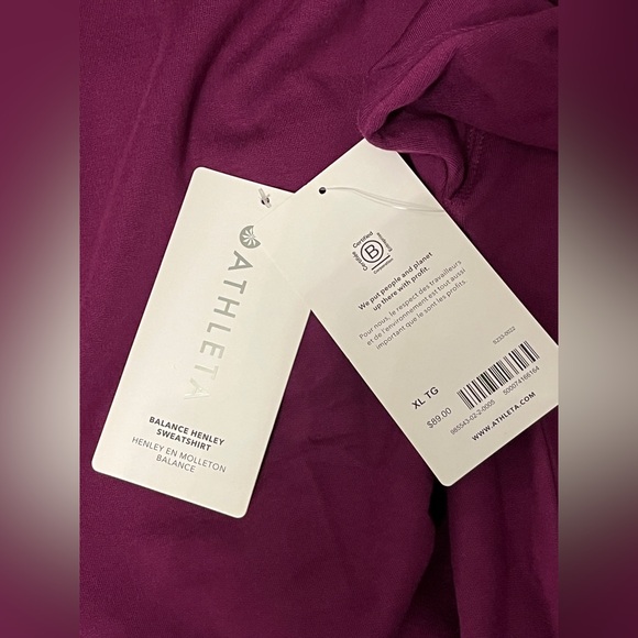 NWT Athleta Balanced Henley Sweatshirt Exotic Fuchsia Size XL - Picture 3 of 5